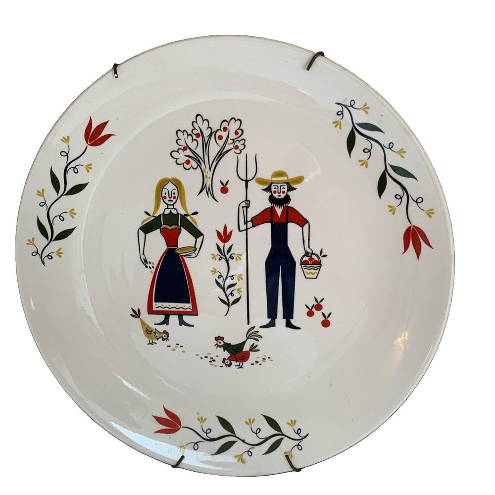 Vtg Rhythm By Homer Laughlin Farmer & Wife Bless This Home Wall Decor Plate 10"
